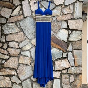 Jovani Royal Blue Jersey Knit Dress